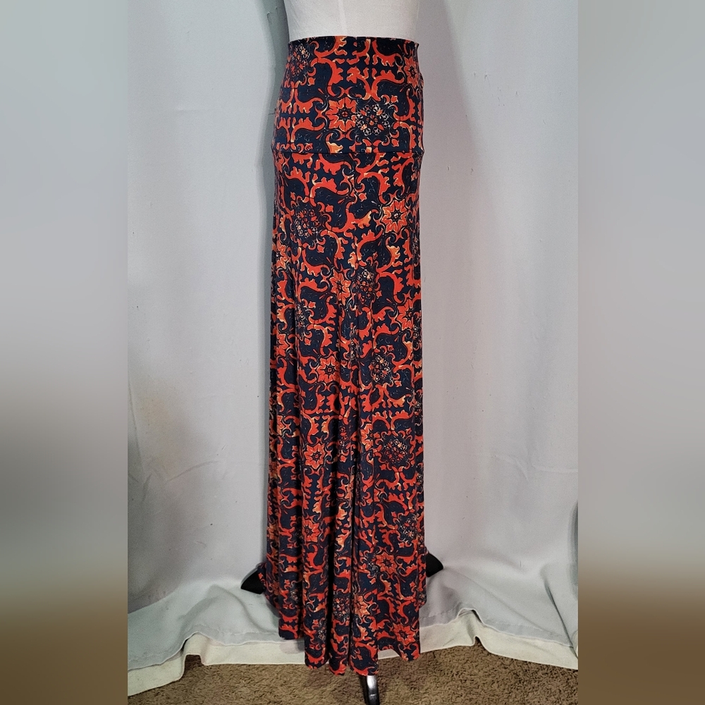 LulaRoe Women's Navy/Red High Waisted Floral Maxi Pleated Skirt Size XL EUC - Picture 7 of 10